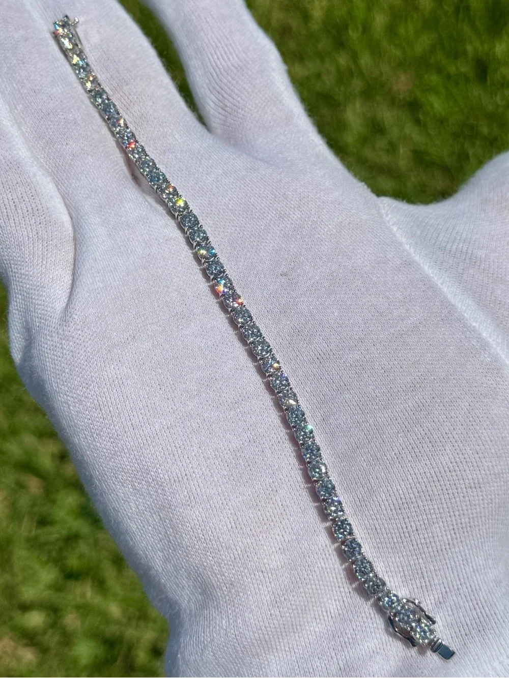 925 Silver, 12.6CTW Moissanite Tennis Bracelet - 7”